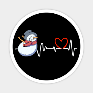 Heartbeat Christmas Snowman Face Funny Heart Frequency Magnet